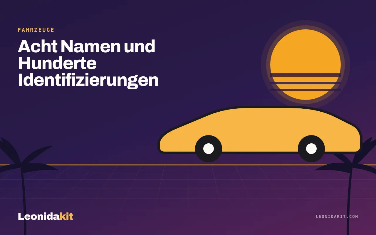 Leonidakit-Illustration: das stilisierte Profil eines 90er-Jahre-Coupés unter einer amberfarbenen Sonne, kein reales Modell