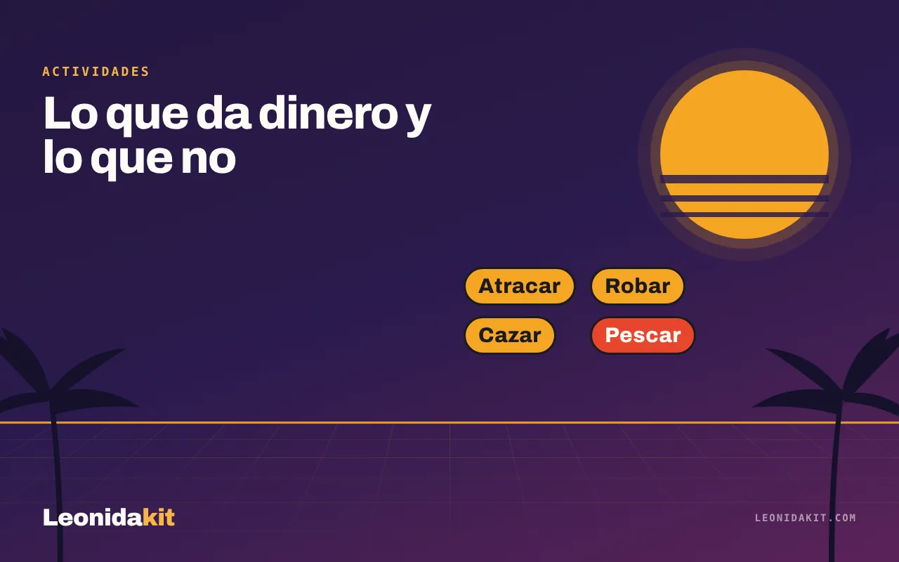 Ilustración de Leonidakit: una rueda de actividades estilizada, cinco porciones en ámbar, coral y noche, sin ninguna imagen del juego