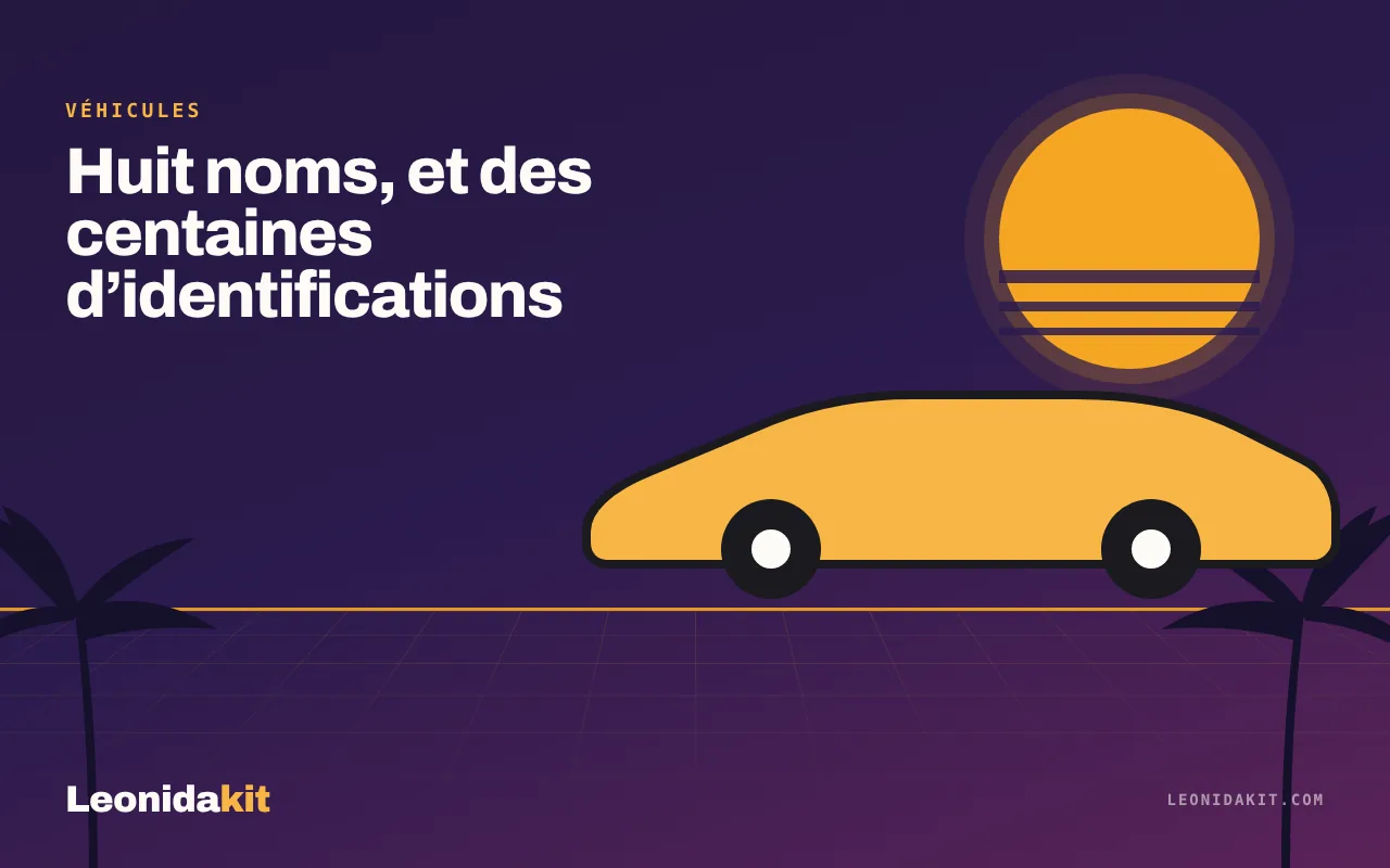 Illustration Leonidakit : le profil stylisé d’un coupé des années 90 sous un soleil ambre, aucun modèle réel