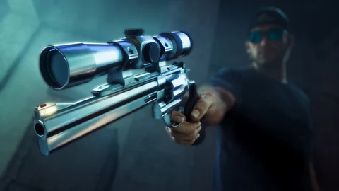 Revolver à lunette tenu à la main, visuel officiel Rockstar Games