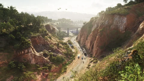 Route en corniche dans Mount Kalaga, visuel officiel Rockstar Games